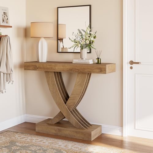 Console étroite 110 cm rustique cadre X, Tribesigns