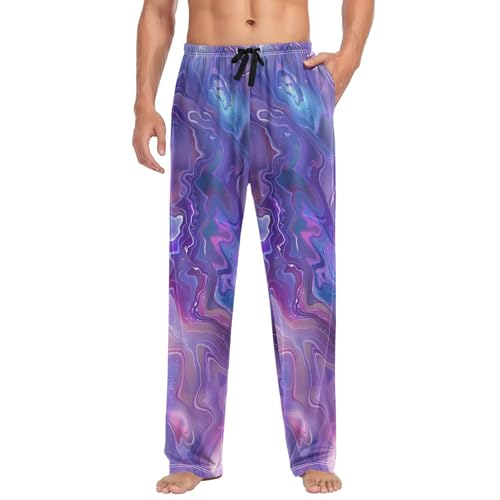 Men's Pajama Pants Violet Marble Ripple Sleep Pajama Lounge Pant with Pockets, Elastic Waistband3