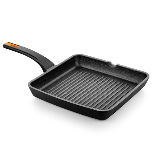 Image of BRA COOKWARE Efficient Pro Nonstick Grill Pan | 11x11 Inch Aluminum Ribbed Skillet | 3-Layer Scratch Resistant Coating Frypan | PFOA Free | All Cooktops Compatible Grilling Pan | HeatResistant Handle