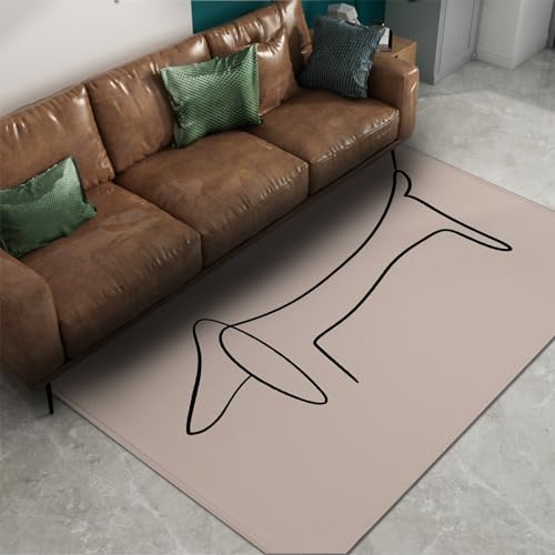 Tapis de sol abstrait style Picasso 120x240cm avec support caoutchouc