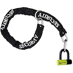 Candado Antiganzua Urban UR59120 Candado Antirrobo Mini U con Cadena Lazo 120 cm, Candado Disco Moto Scooter Bicicleta, Doble función, Cerradura Alta Seguridad, Doble Cierre