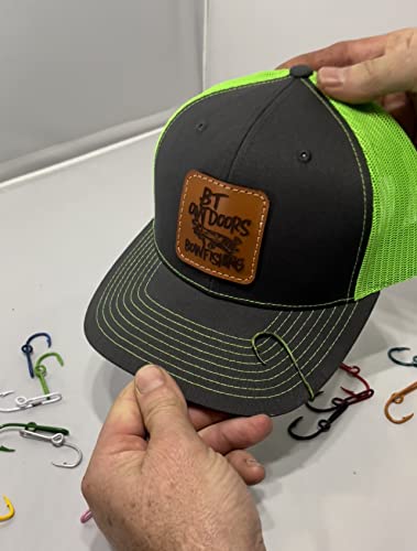 Custom Colored Eagle Claw Hat Fish Hooks For Cap -Set Of Two Hat Pins- One Bright Orange And One Lime Green Hat Hook Money/Tie Clasp #TOP2