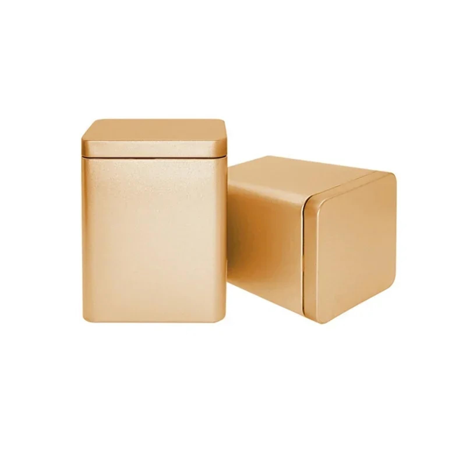 FDBTYJN Tea Caddy 6pcs Tea Cans Square Metal Packaging Storage Box Case Small Tin Jars Food Chocolate Candy Sealed(Gold)