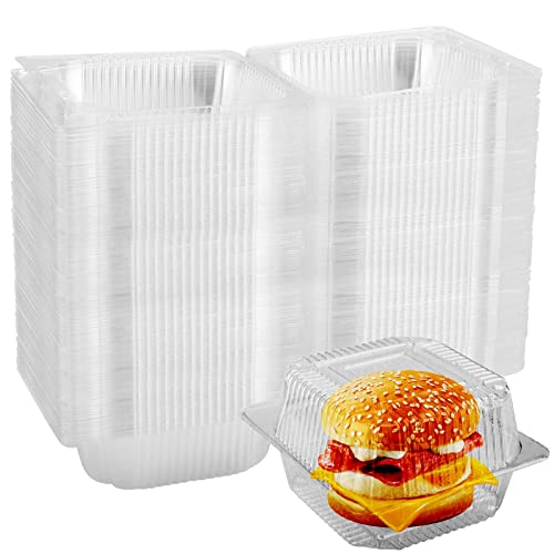 JEUIHAU 200 Pieces Clear Cake Slice Boxes, Individual Containers with Lids, Square Cake Boxes, Clear Plastic Boxes for Cupcakes, Sandwiches, Burgers and Salad