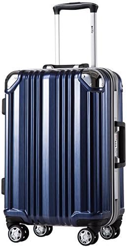 Coolife Luggage Aluminium Frame Suitcase TSA Lock 100% PC 20in 24in 28in (Blue new, S(20in))