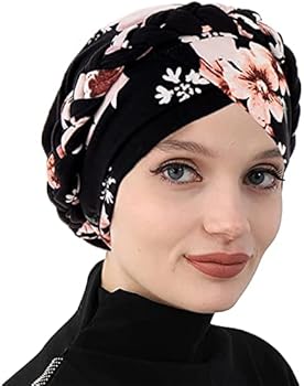 Vrouwen Tulband Hoed Haar Sjaal Moslim Vrouwen Hoofddoek voor Haaruitval Kanker Chemo Muts - Zwarte Bloem