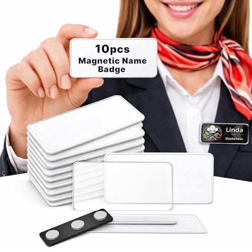 Magnetic Name Badge Holders with Vertical Orientation (10 Pack)
