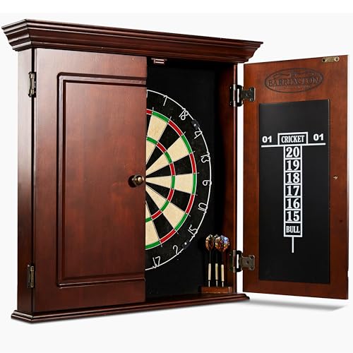 Barrington Billiards Chatham Wood Dartboard Cabinet with 18” Bristle Dartboard and Steel Tip Dart Set by Barrington Billiards - Image 3