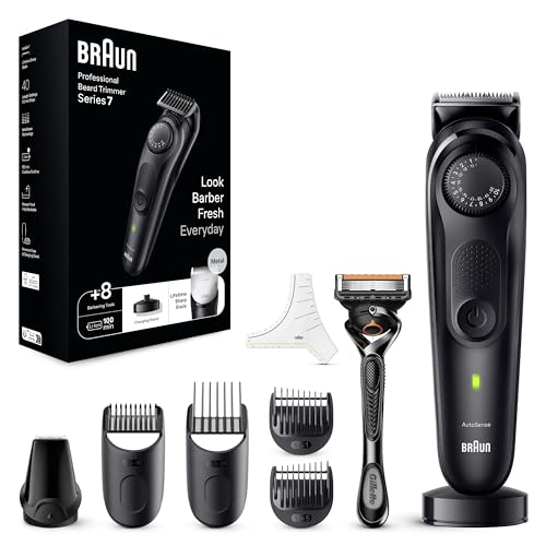 Braun Series 7 Rasoio Elettrico Barba Con Lama Barba Problade, Regolabarba Uomo 40 Lunghezze, Accessori Da Barbiere, Base Di Ricarica, Custodia, Bt744