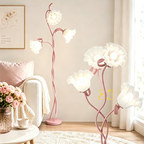Pink Flower Floor Lamp with Flexible Neck