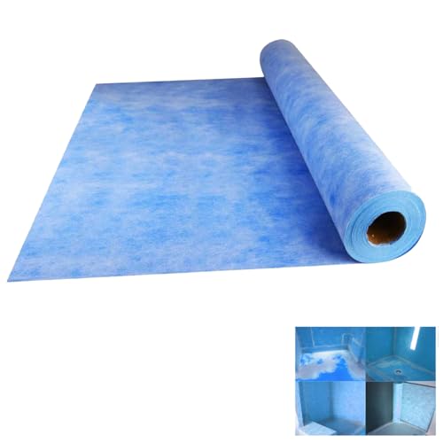 Waterproof Membrane for Shower 3.3FT x 98.5FT 323 Sq Ft 23.6 Mil Thick Blue HDPE Shower Waterproofing Membrane for Tile Installation Bathroom Floor Sauna Bonds with Thin-Set Mortar