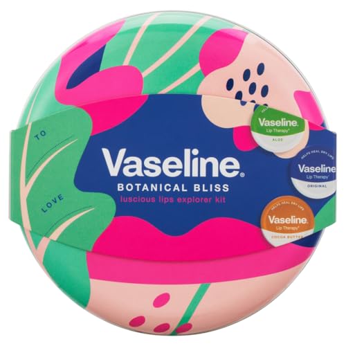 Vaseline Luscious Lips Explorer Kit Set de regalo con 3 bálsamos labiales para unos labios bonitos y saludables, 3 piezas