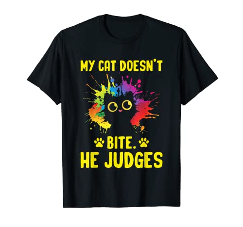 El gato no muerde juzga a los amantes de los gatos humor divertido gatito Camiseta