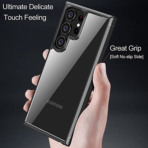 Marsrider Clear Samsung Galaxy S23 Ultra Case 2023, [10Ft Military Drop Protection] [Comfortable Grip] Clear Slim Fit Samsung Galaxy S23 Ultra Phone Case With No-Slip Bumper, [Explorer Series]-Black #TOP4