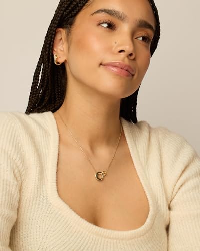 PAVOI 14K Gold Plated Dainty Interlock Pendant Necklace for Women | Circle Link Pendant Necklaces3