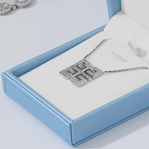 Leather Necklace Box Necklace Gift Box Velvet Interior Pendant Case Long Chain Display Storage Case for Anniversary Wedding Birthday Mother's Day Gifts (Blue)
