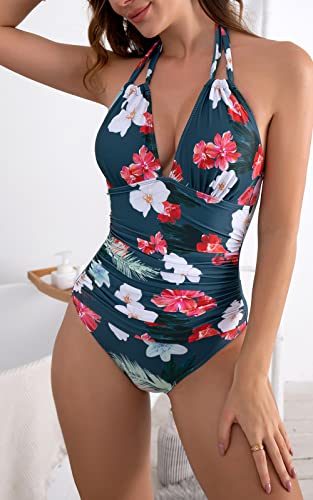 B2prity Women's Slimming One Piece Swimsuits Tummy Control Bathing Suit Halter Swimwear for Big Busted Curvy Woman - Image 3