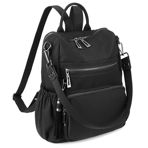 Image of Uromee Travel Backpack Purse for Women Nylon Ladies Fashion Tassel Shoulder Bag Convertible