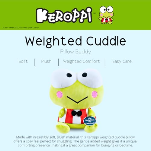 Image of Franco Calm Keroppi Bedding Super Soft Plush Calming 3Lb Weighted Cuddle Pillow Buddy, Comfort Pillow, (Officially Licensed Product)