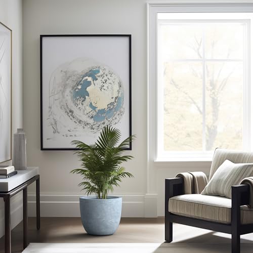 Image of Kante Accent Round Bowl Blue Gray Concrete Planter 14 inch Dia, Outdoor