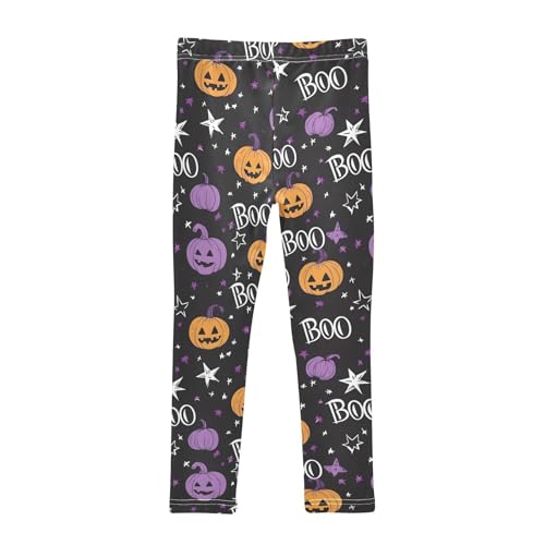 Cute Pumpkin Stars Boo Girls Leggings Soft Stretch Workout Yoga Dance Pants for Kids Casual Tights2
