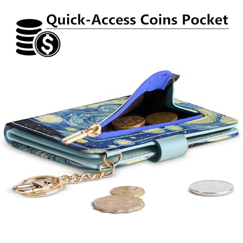 Image of Airkit Small Wallet Women RFID, PU Leather Card Holder with Keychain | Slim Compact Zipper Coin Purse for Ladies, Travel Holiday Gifts for Mom, Cute Mini Bifold Wallets