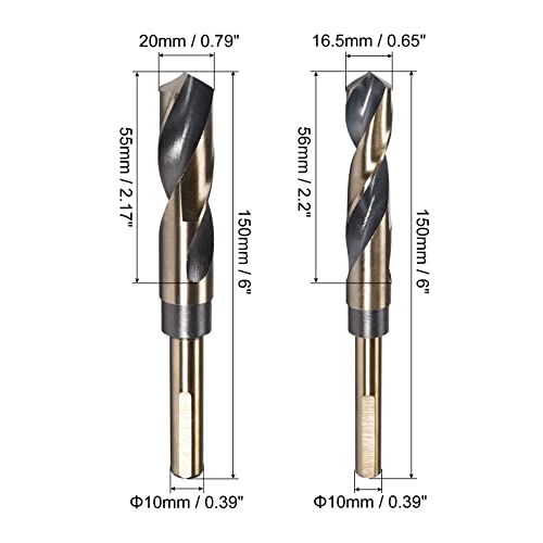 QUARKZMAN Hss-Tin Bohrer Set, 16,5mm 20mm Metallbohrer Set Profi, Titan-Nitrid Beschichtet, HSS 4341, Metall Bohrerset Hss-G Tin für Edelstahllegierung Kupfer, 2 Stück
