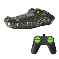 Quavva 0030 Remote Control Crocodile Boat, 2.4G RC Animal Shark with Realistic Swimming Action, 31cm Floating Pool Bath Toy for Kids and Adults (Green)