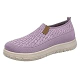 Chaussures orthopédiques tricotées pour femme - Baskets basses à enfiler - Légères et confortables - Chaussures décontractées en maille respirante - Mocassins à bout rond, violet, 38 EU