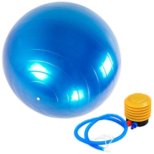 Balon pelota de pilates fitball fitness ejercicio gimnasia azul+inflador 65 cm