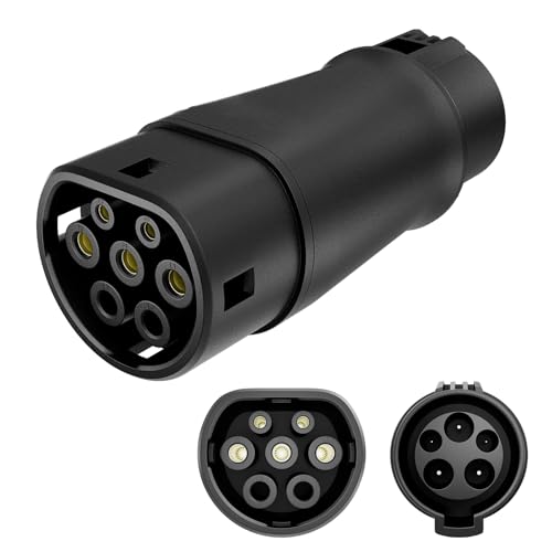 AeMing Type 1 to Type 2 EV Charging Adapter Electric Vehicle Charging Adapter (SAE J1772 to IEC62196) 32A 8KW for Type 2 Electric Vehicles Conversion Converter