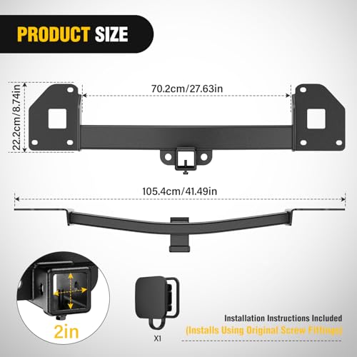 Image of Nilight Class 3 Trailer Hitch 2 Inch Receiver Compatible with Tesla Model Y 2020-2026, Multi-Fit Hitch to Receive Ball Mount Cargo Carrier Bike Rack Tow Hook, Black Powder Coated