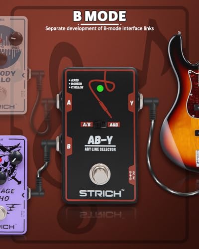 Image of STRICH Dual Channel ABY Guitar Pedal, Electric Guitar Box Line Selector, Versatile AB Switch, True Bypass for Electric Guitar, Red and Black