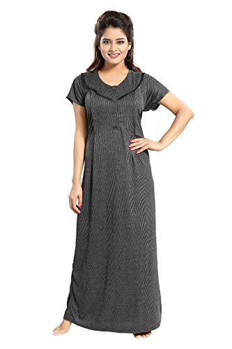 Image of Fabme Women's Polycotton Nursing Nightgown - Concealed Zip, Long, Textured Nighty for Maternity, Feeding