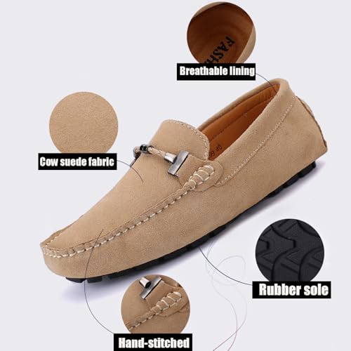 Men's Handmade Suede Dress Penny Loafers Fashion Square Toe Moccasin Slip On Driving Boat Shoes Daily Lightweight Non-Slip Flat Casual Shoes Large Size 6-152