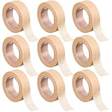 Nuanchu 9 Rolls Beige Tape Flexible Skin Tape Breathable Nose Tape Self Adhesive Gauze Tape for Wound Injuries Swelling Sports, 0.5 Inch x 10 Yards