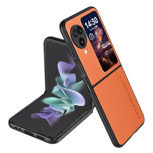 HONLEN Hülle für Oppo Find N3 Flip (6.8 Inches) Business Telefonhülle aus Leder mit Rückseite, Orange