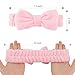 Casoty 12 Pcs Pink Spa Headband, Makeup Headband for Women, Soft Coral Fleece Skincare Headbands for Makeup, Bow Hair Band for Face Washing Shower Skin Care Yoga