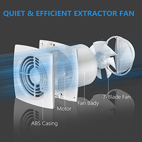 Hon&Guan 6'' Wall Exhaust Fan Bathroom Fan, 116 Cfm Garage Exhaust Fan Wall Vent Fan For Hvac System, Super Silent, Strong Exhaust Fan (High Cfm) 150D #TOP2