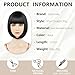 Sarannala Bob Wig with Flat Bangs Include Wig Cap 12 Inch Black Short Hair Wig Synthetic Fiber Adjustable Size for Women Halloween Costume Party Colorful Wigs