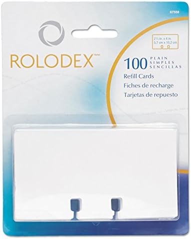 Rolodex Plain Unruled Refill Card, 2.25 X 4, White, 100 Cards/Pack