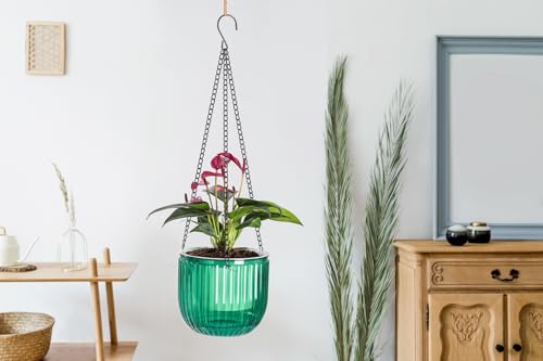 Calvalor 16.5 cm Set of 2 Hanging Plants Pot Hanging Flower Pots Outdoor Hanging Basket Outdoor Hanging Basket Hanging Indoor Hanging Pot for Plants Hanging Flower Pot Hanging Flower Pots Hanging - Image 2