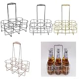Soporte para botellas de cerveza con 6 compartimentos, plegable, hierro
