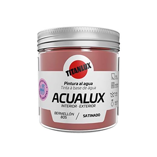Titanlux Acualux pintura acrílica multiadherente Satinado Bermellón 75 ml