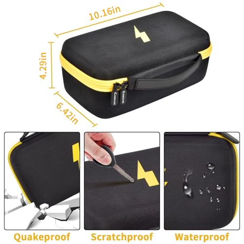 Image of Comecase Hard Multimeter Case for Fluke 87V MAX 87V 88V 179 with Holster | Divider & Zippered Mesh Storage for Test Leads, Probes, Workshop and Field Use, Black with Yellow Pocket, Case Only