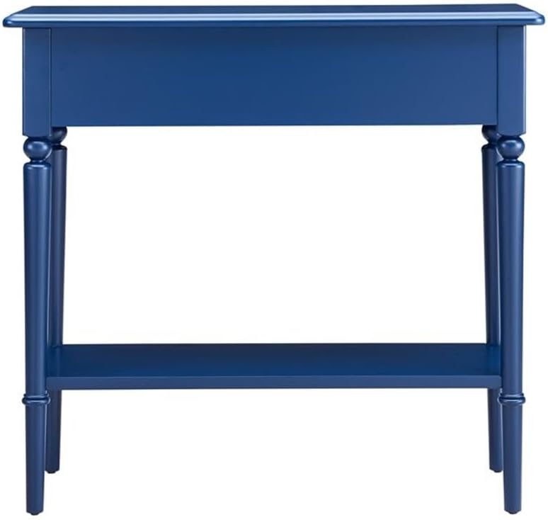 BOWERY HILL Coastal Wooden Console Table with Drawer Storage, Navy Blue Finish, 30 in x 11 in x 28 in, Solid Wood Construction, Compact Hallway, Foyer or Living Room Table, Classic Coastal Style