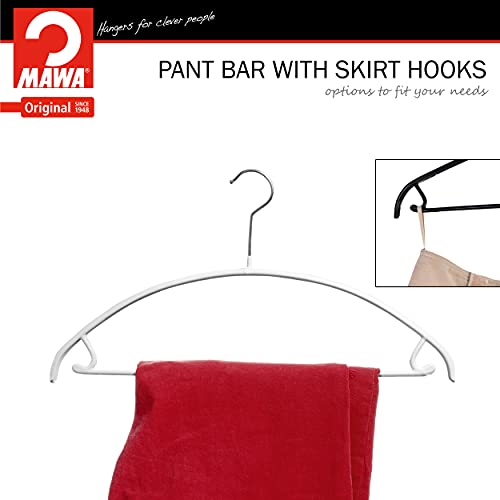 Mawa By Reston Lloyd Non Slip Metal Clothing Hanger, Smooth Shoulder Support With Skirk Hooks/Pant Bar, Model 42-U #TOP3