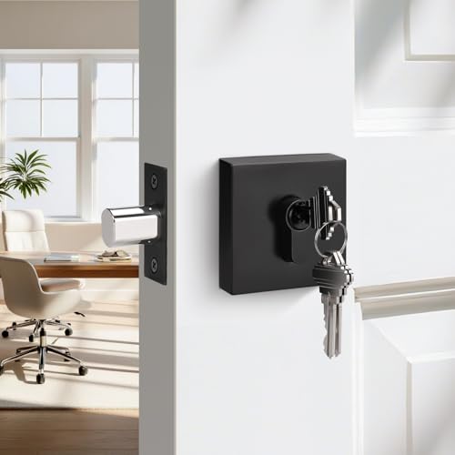 Probrico Single Cylinder Deadbolt Black(Keyed Different),Keyed One Side,Residential Security Square Door Lock for for Entrance Door and Front Gate,2Pack by Probrico - Image 5