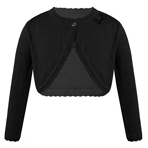 Kids Girls Long Sleeve Bolero Cardigan Shrug Single Button Cropped Knitted Sweater Jacket Girls Dress Cover Up