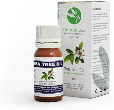 THE NILGIRIS EUCALYPTUS OIL & ESSENTIAL OILS DISTILLERY TNEOEOD Ooty Tea Tree Essential Oil,100% Pure ,Therapeutic Grade,Steam Distilled,Essential Oil for Skin,Hair,Acne (Undiluted) 30ml (Pack of 1)
